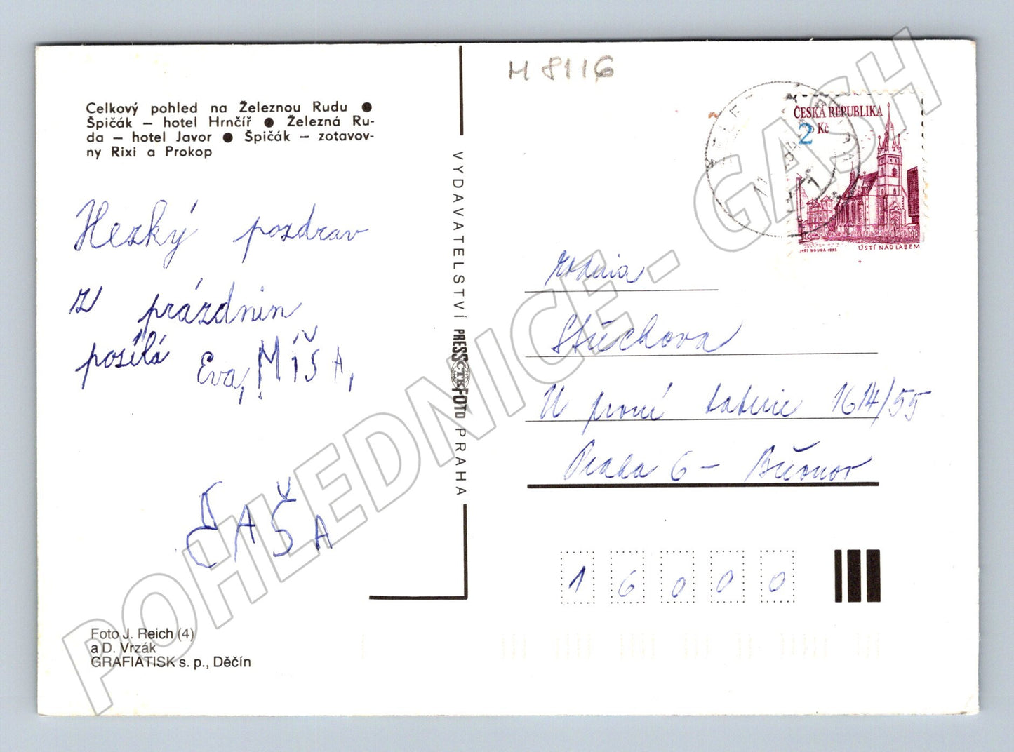 Pohlednice Železnorudsko hotely a příroda odeslaná (M8116)