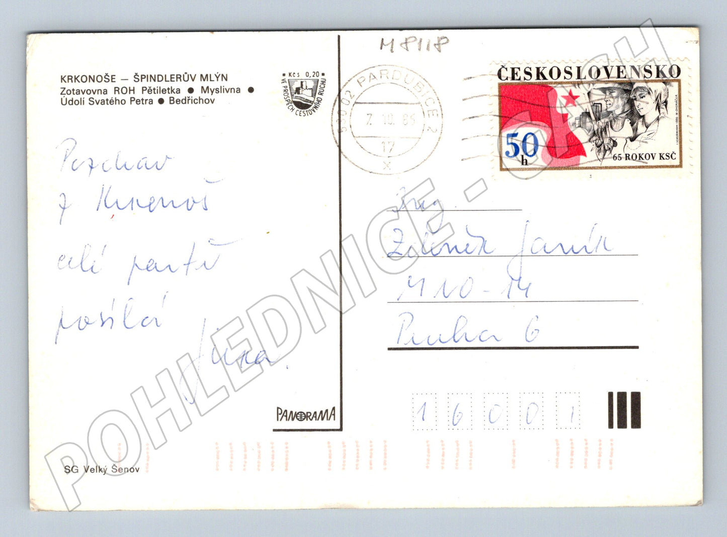 Postcard Špindlerův Mlýn 1985 Krkonoše multi-view (M8118)