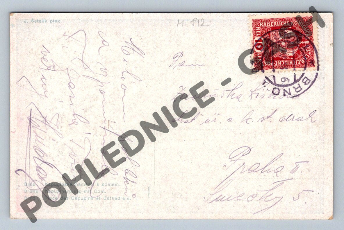 Pohlednice Brno Kapucínské náměstí 1912 (M812)