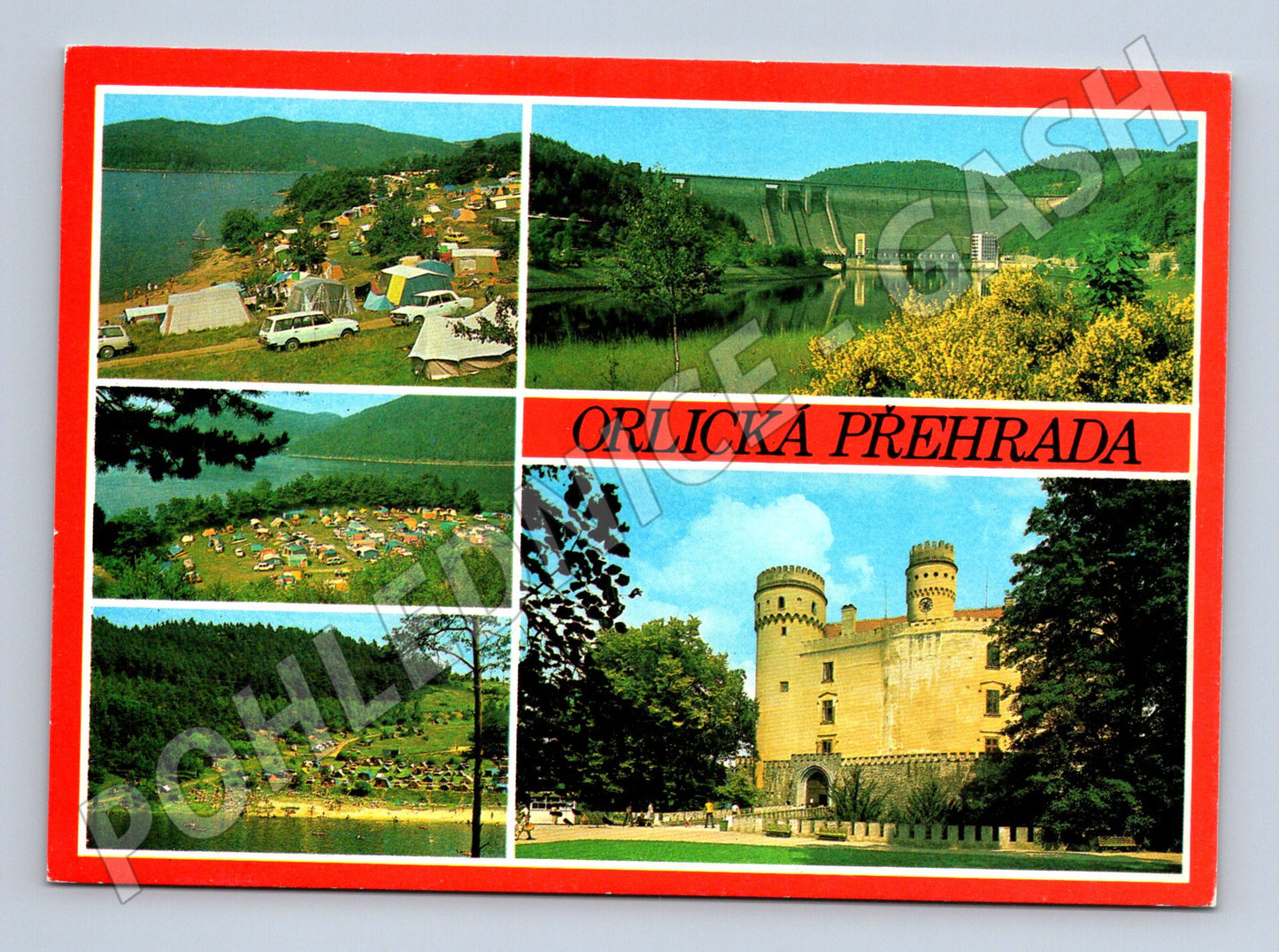 Pohlednice Orlická přehrada a zámek Orlík velký formát (M8122)