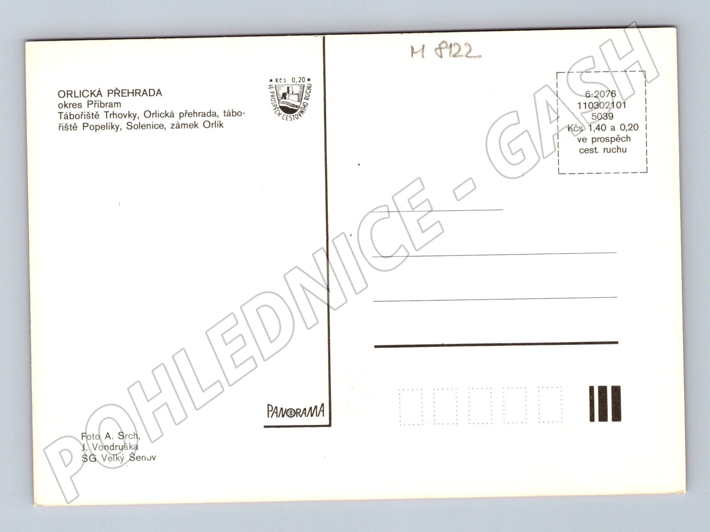 Pohlednice Orlická přehrada a zámek Orlík velký formát (M8122)