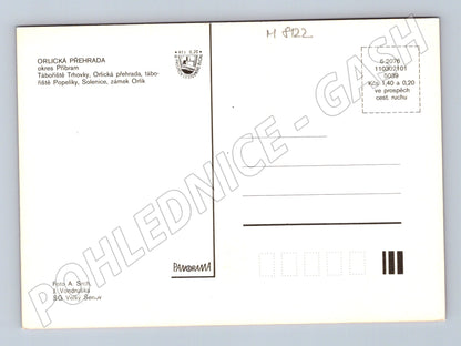 Pohlednice Orlická přehrada a zámek Orlík velký formát (M8122)