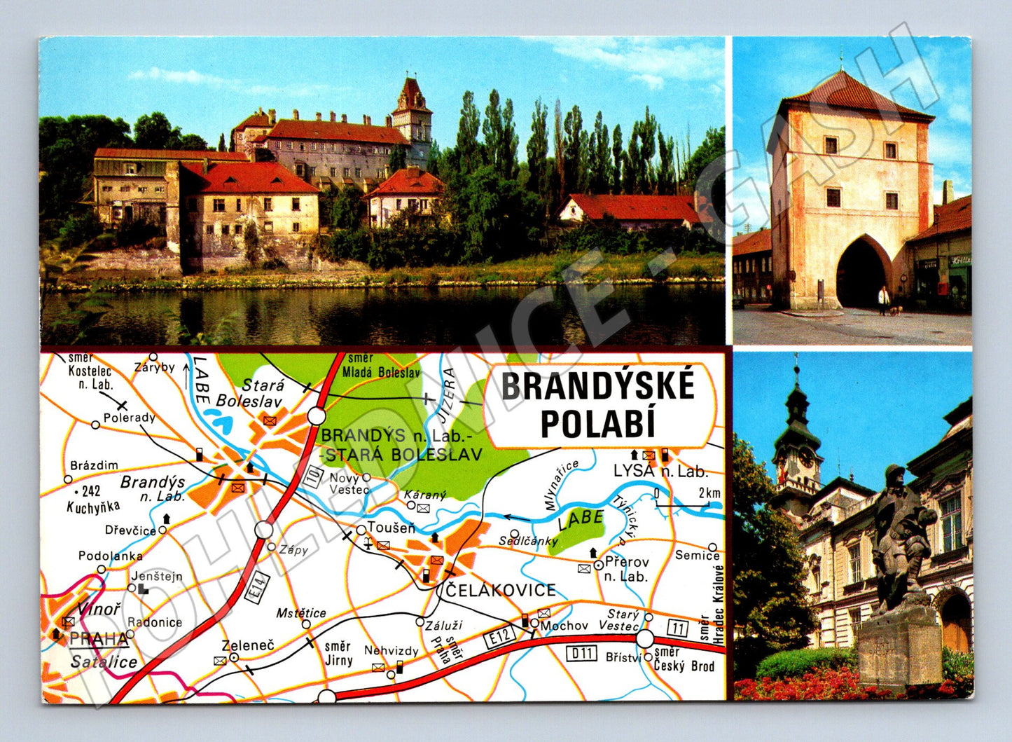 Pohlednice Brandýs Stará Boleslav Čelákovice koláž (M8130)