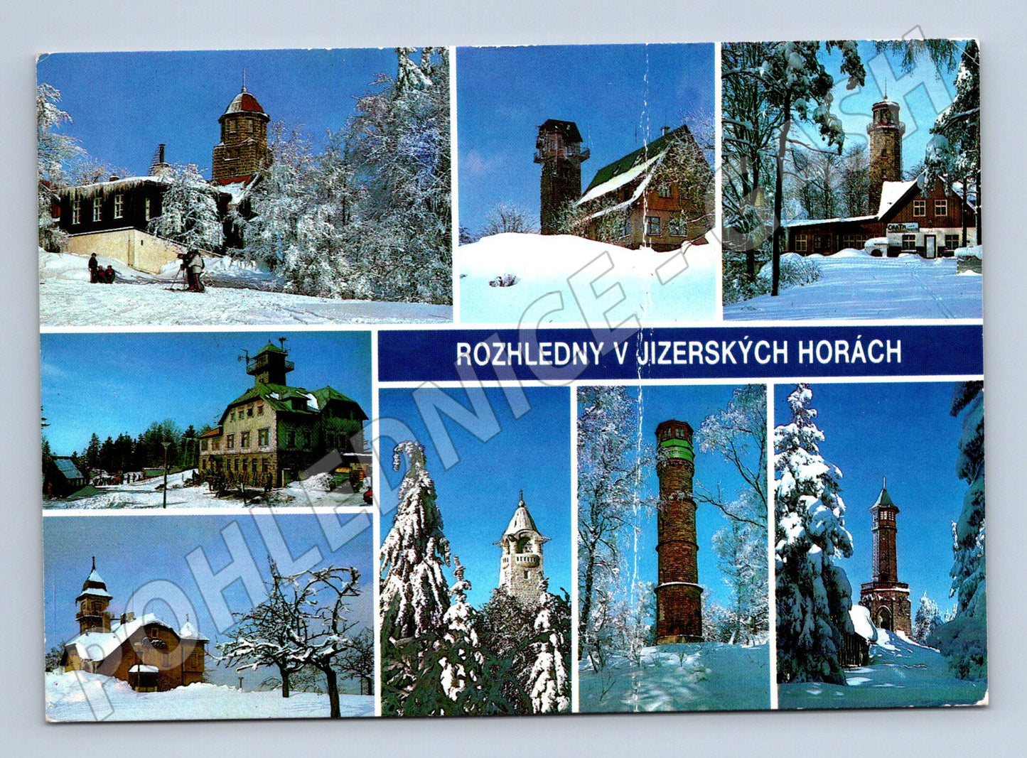 Postcard of the Jizera Mountains Lookout Tower, large format, used (M8131)