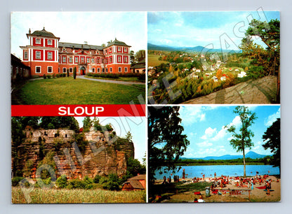 Pohlednice Sloup zámek skalní hrad koupaliště 1989 (M8138)