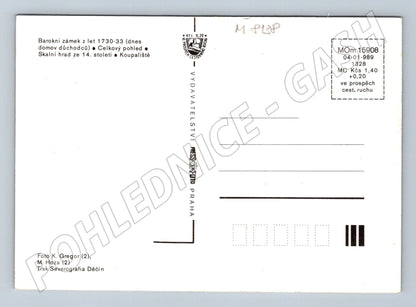 Pohlednice Sloup zámek skalní hrad koupaliště 1989 (M8138)
