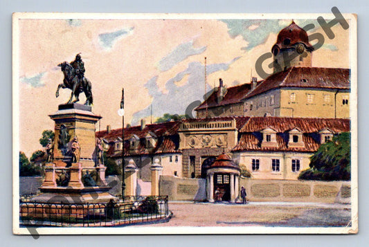 Pohlednice Poděbrady zámek socha Jiřího (M814)