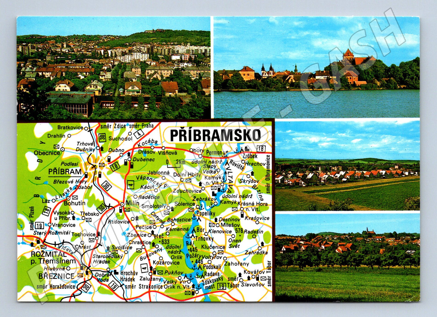 Pohlednice Příbramsko koláž mapa historické památky (M8141)