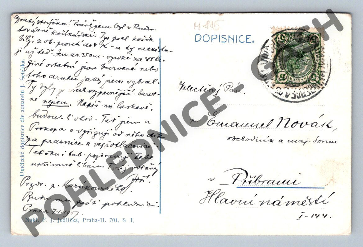 Pohlednice Praha královský hrad 1907 (M815)