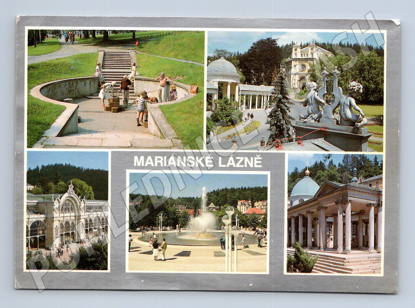Postcard Marianske Lazne collage stamp Czechoslovakia (M8164)
