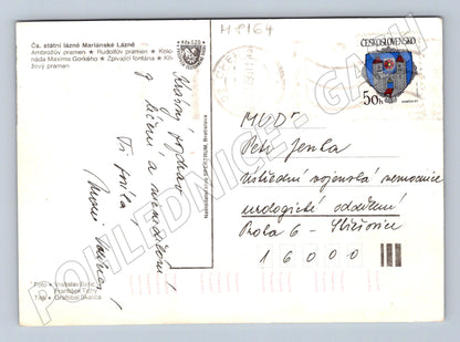 Postcard Marianske Lazne collage stamp Czechoslovakia (M8164)