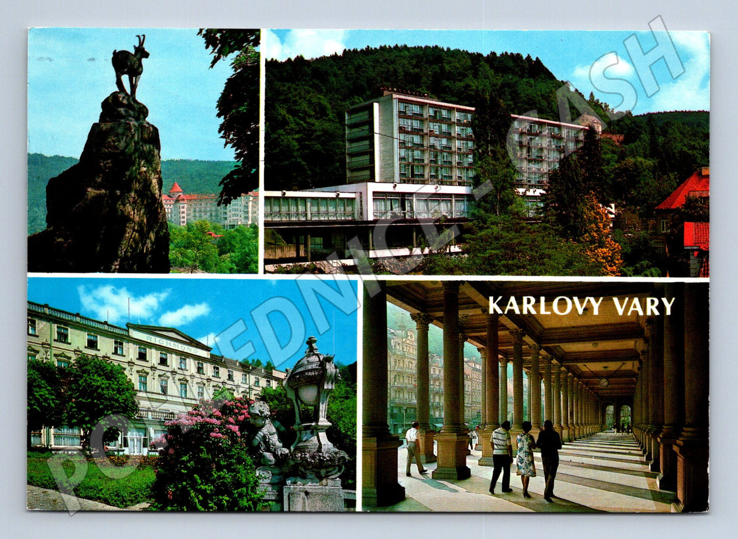 Pohlednice Karlovy Vary vícepohled kolorovaná prošlá (M8165)