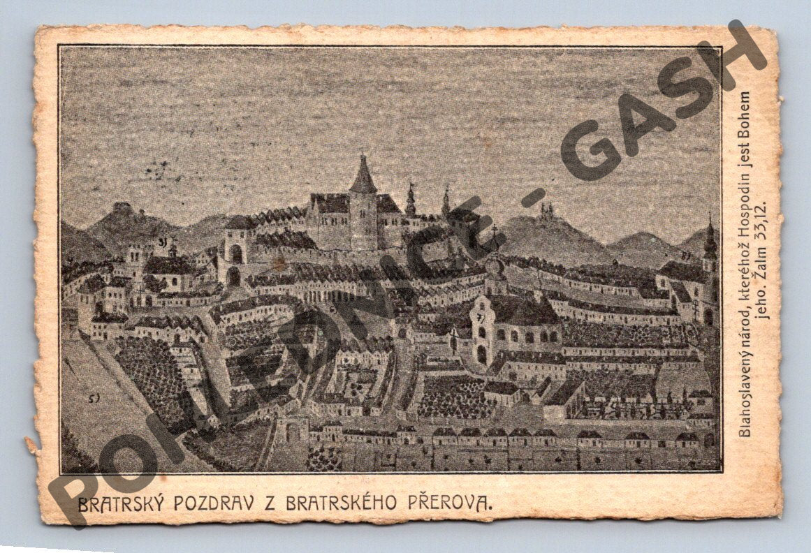Pohlednice Přerov Bratrský pozdrav 1907 (M817)