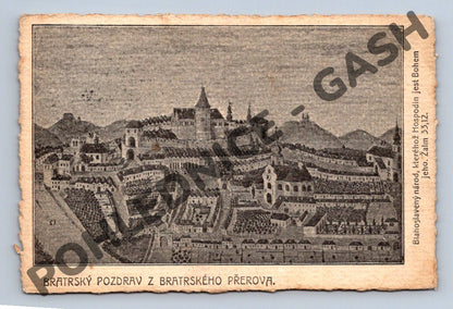 Pohlednice Přerov Bratrský pozdrav 1907 (M817)