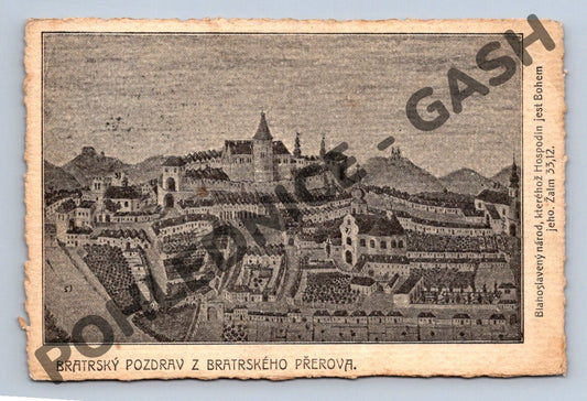 Pohlednice Přerov Bratrský pozdrav 1907 (M817)