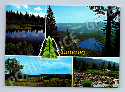 Postcard Šumava multi-view stamp sent (M8177)