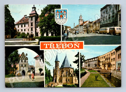 Postcard Třeboň multi-view historical sent (M8183)