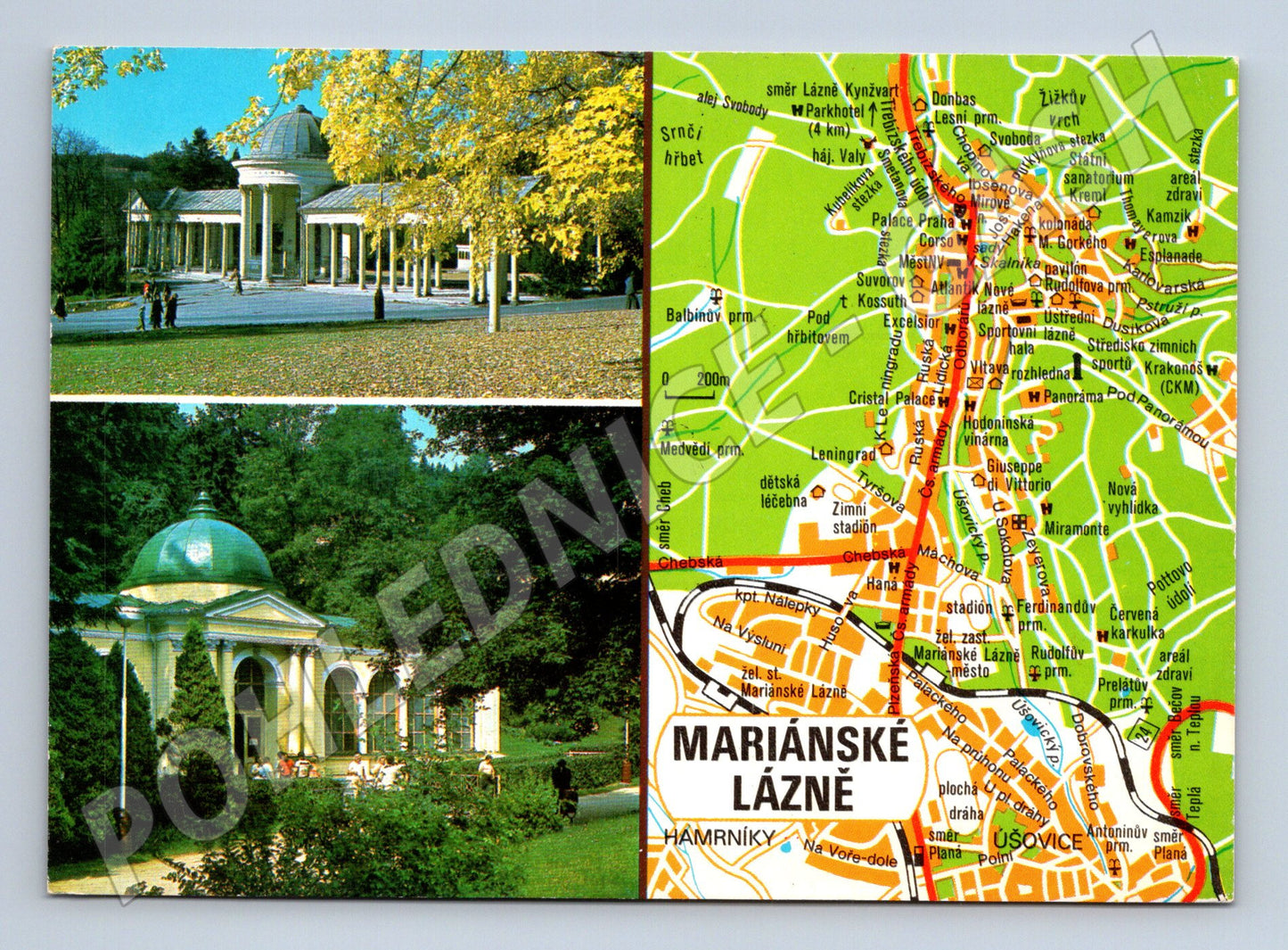 Postcard Marianske Lazne map historical colonnade (M8184)