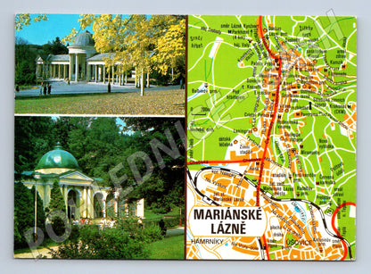 Postcard Marianske Lazne map historical colonnade (M8184)