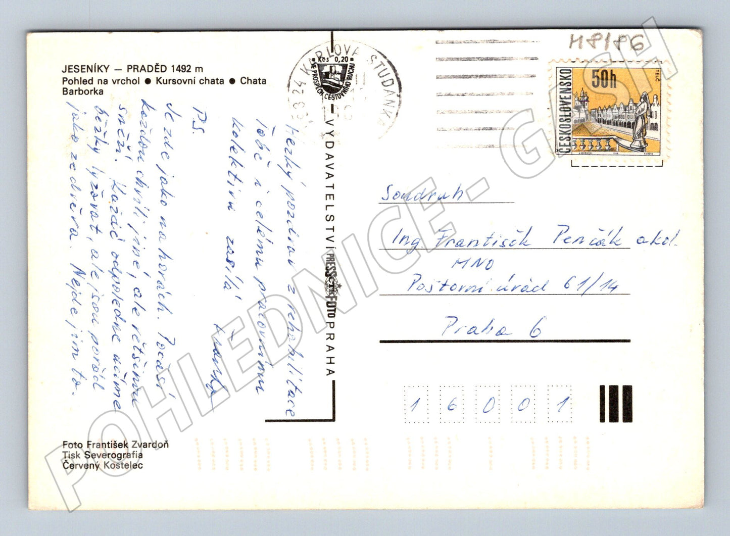 Postcard Praděd Jeseníky winter small format (M8186)