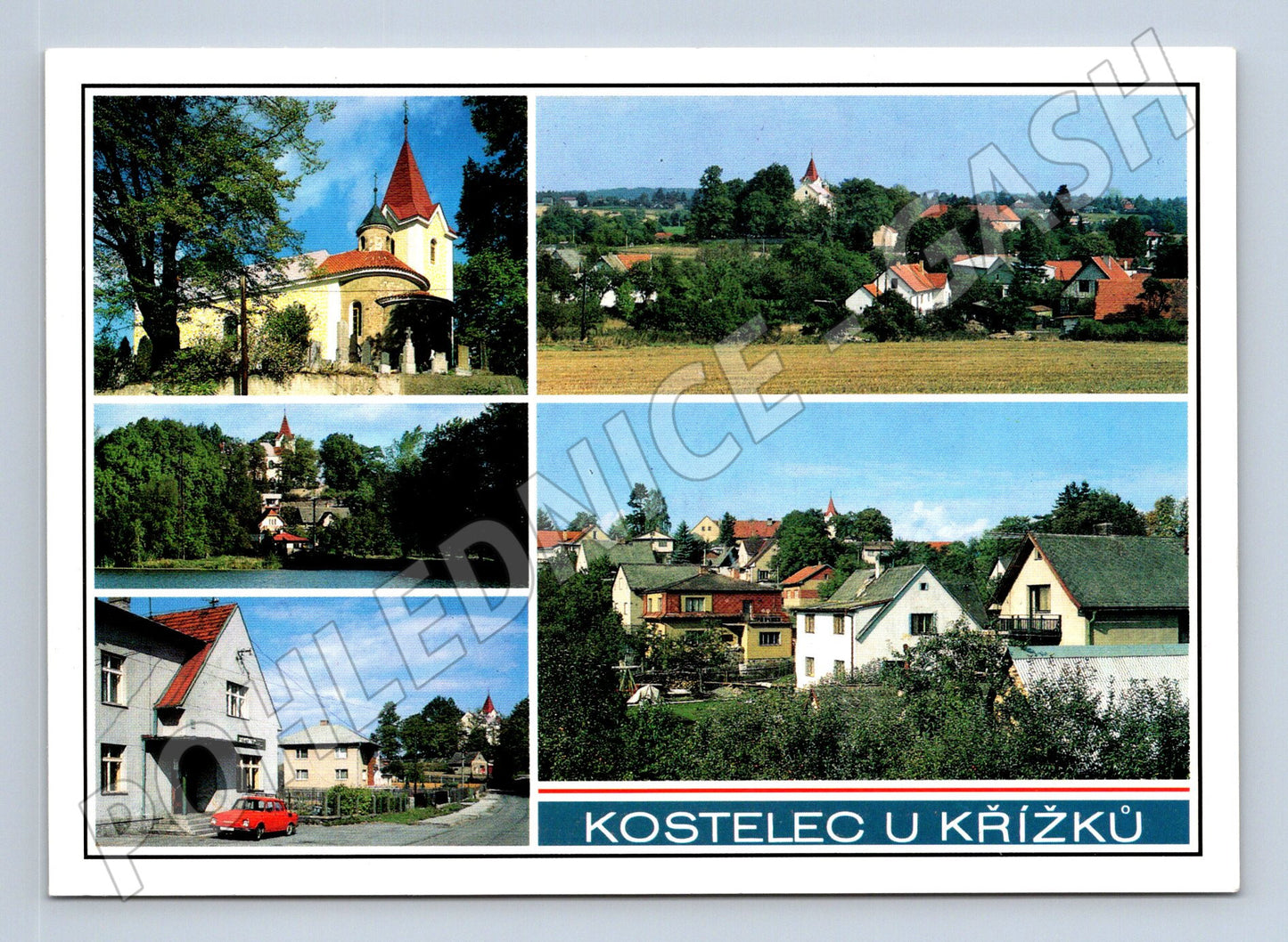 Postcard Kostelec u Křížků large format postcard (M8191)