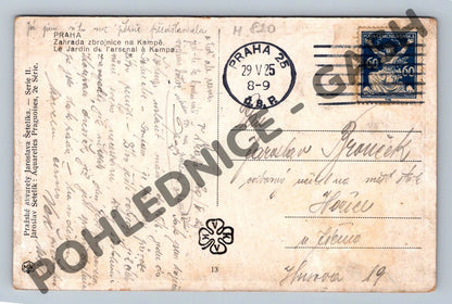 Pohlednice Praha zahrada Kampy 1925 (M820)