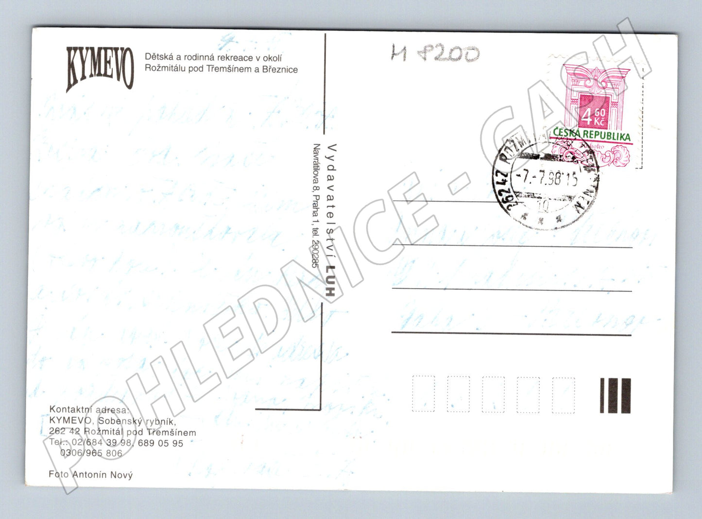 Pohlednice KYMEVO Sobenský rybník Roželov Bělčice 90 léta (M8200)
