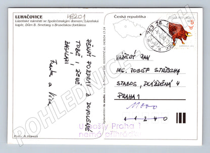 Postcard Luhačovice spa square chapel fountain (M8201)