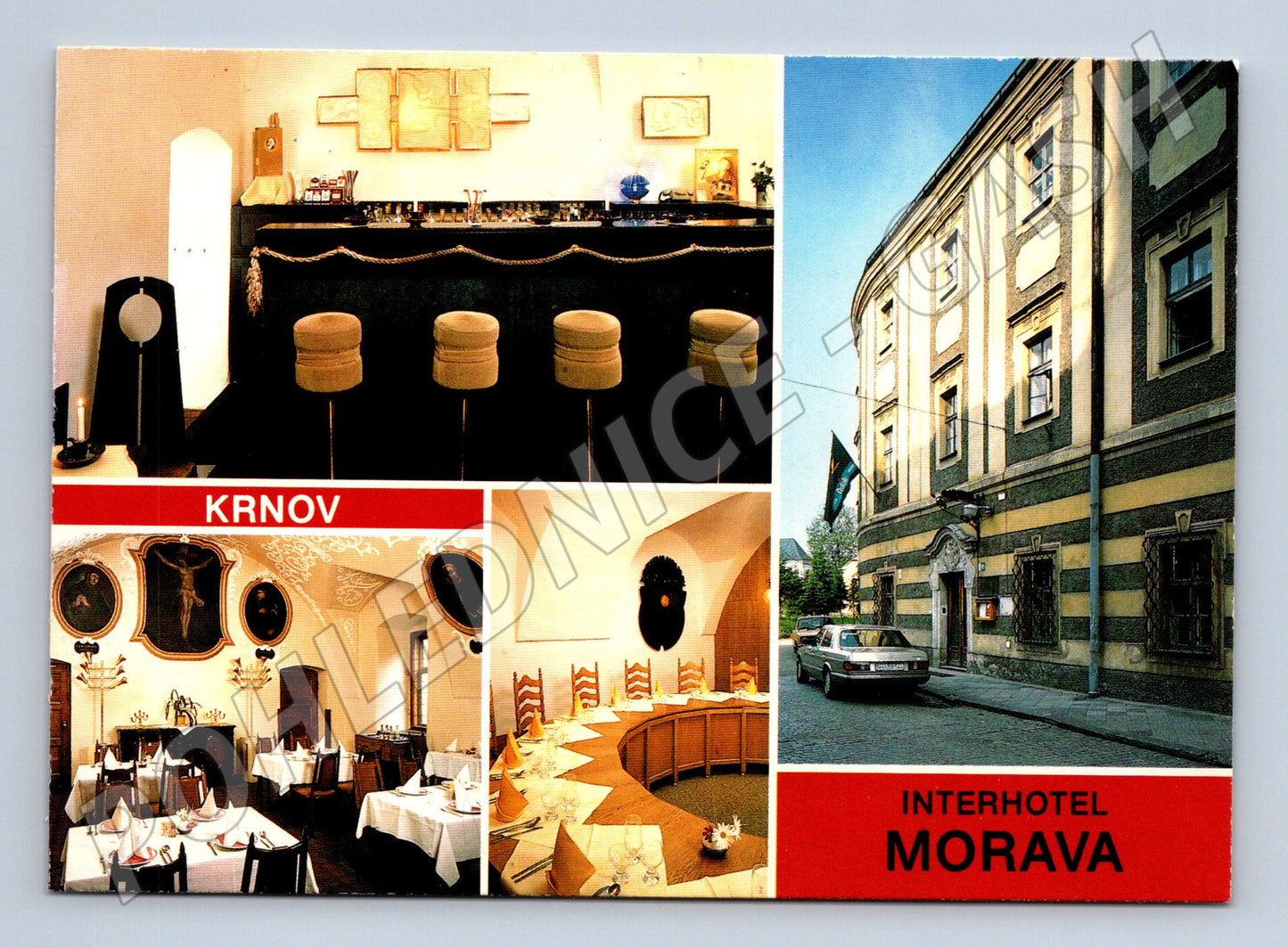 Pohlednice Interhotel Morava Krnov exteriér interiéry 80 léta (M8206)