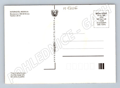 Pohlednice Interhotel Morava Krnov exteriér interiéry 80 léta (M8206)