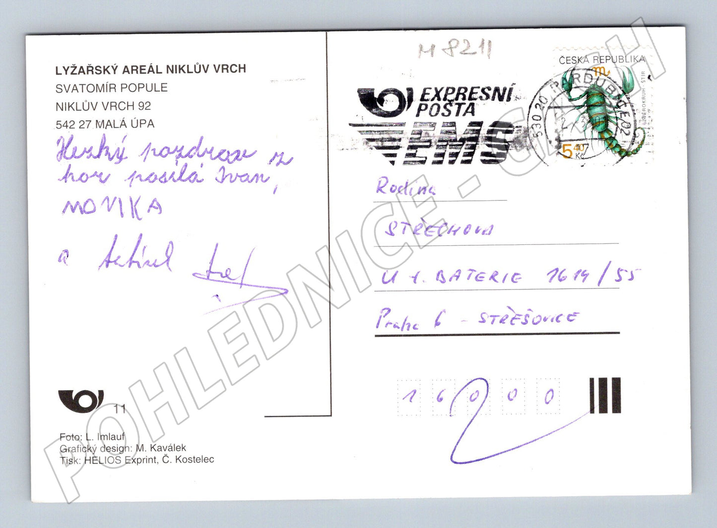 Pohlednice Bouda Grizzly Niklův vrch Malá Úpa Krkonoše (M8211)