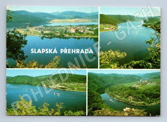 Pohlednice Slapská přehrada vícepohled Československo (M8213)