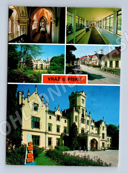 Pohlednice Vráž u Písku zámek prošlá poštou (M8217)