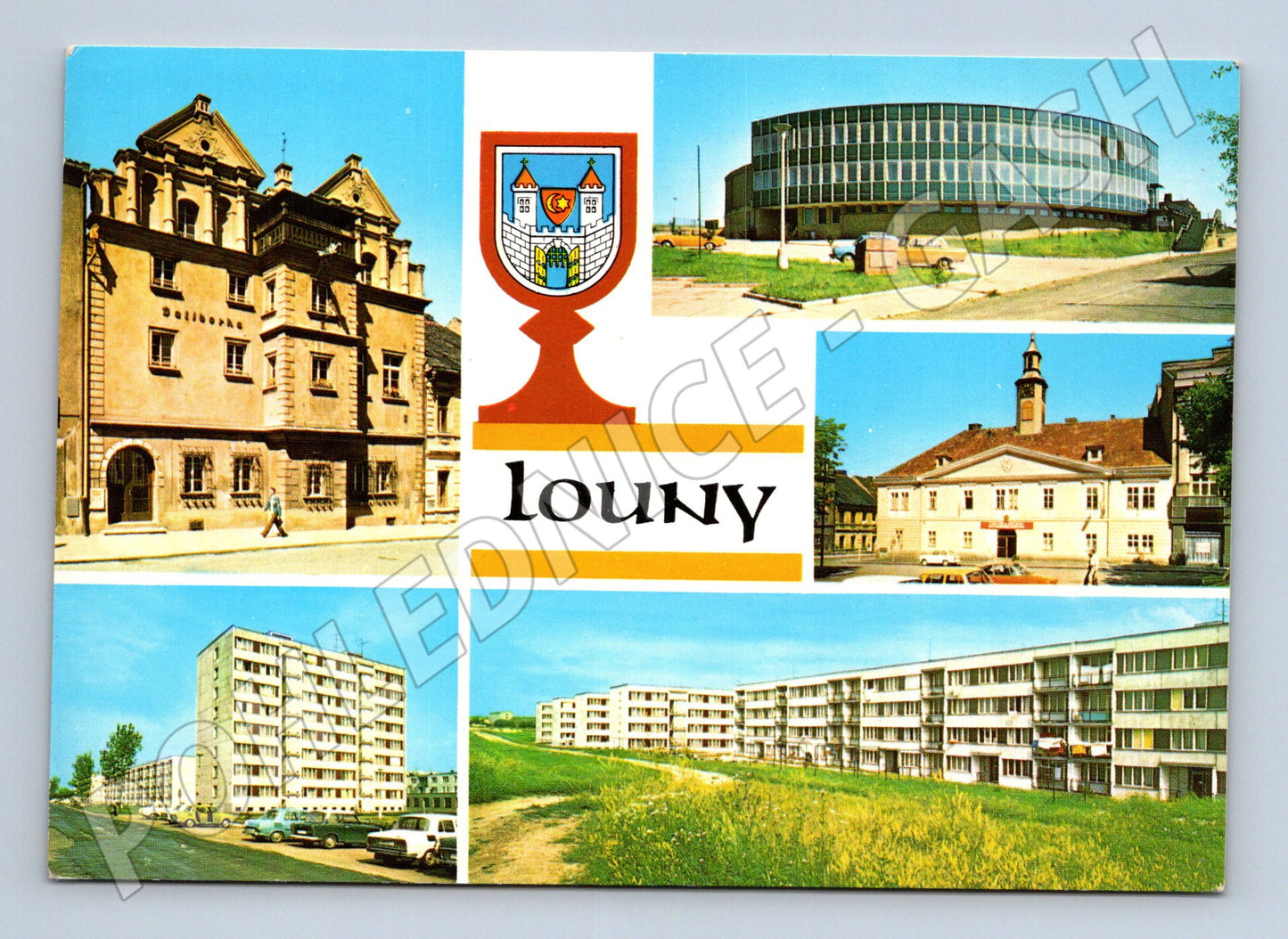 Pohlednice Louny vícepohled město prošlá známka (M8222)