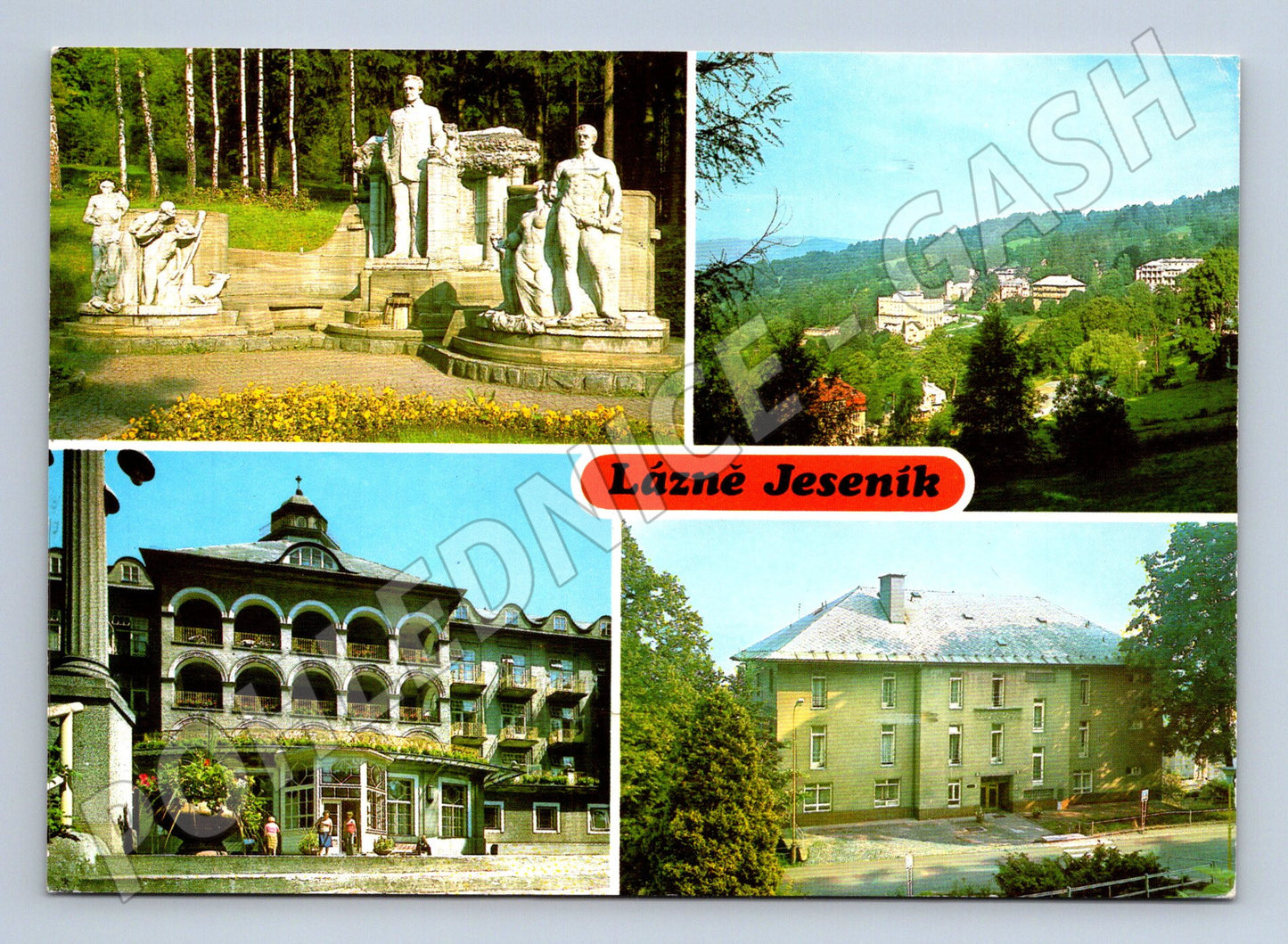 Pohlednice Lázně Jeseník Priessnitzův pomník sanatorium (M8224)