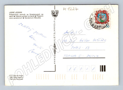 Pohlednice Lázně Jeseník Priessnitzův pomník sanatorium (M8224)