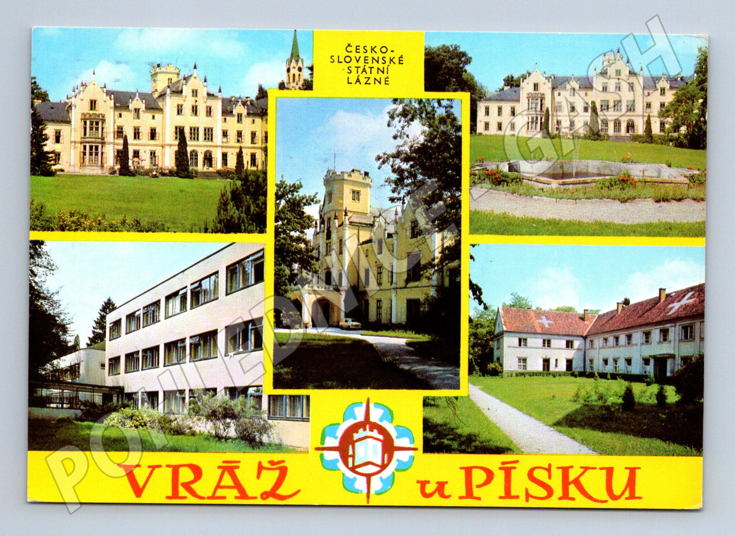 Pohlednice Vráž u Písku zámek lázně prošlá poštou (M8227)