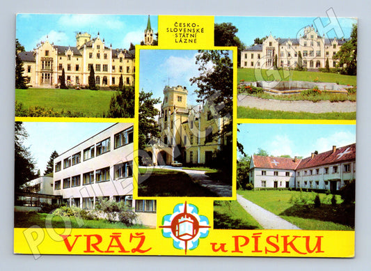 Pohlednice Vráž u Písku zámek lázně prošlá poštou (M8227)