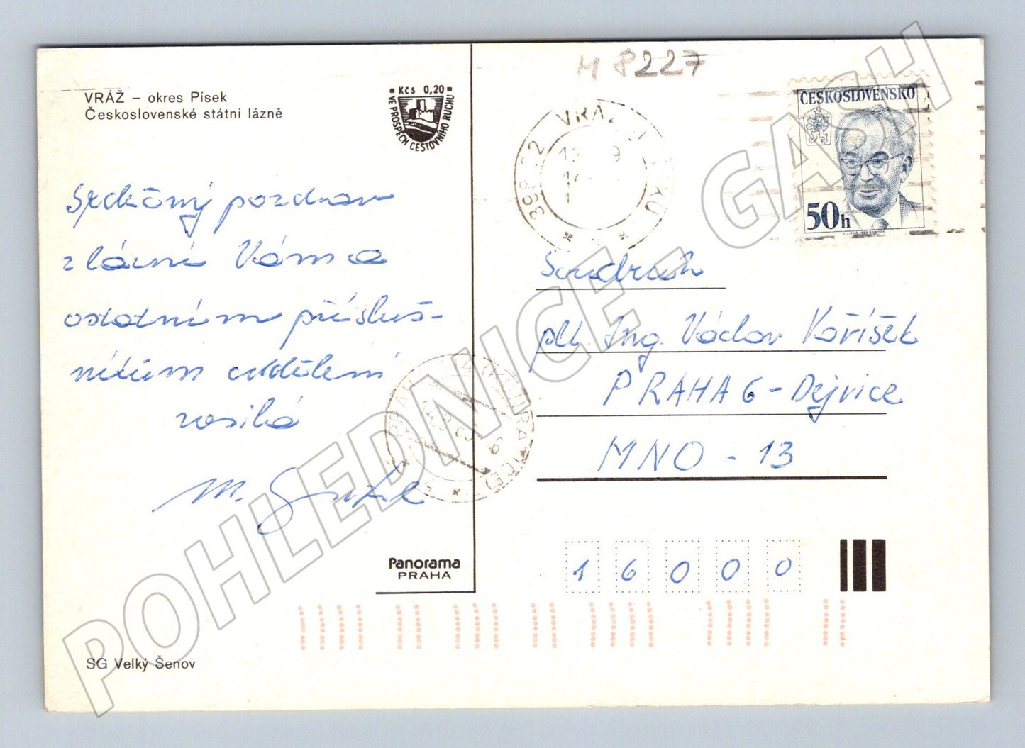 Pohlednice Vráž u Písku zámek lázně prošlá poštou (M8227)