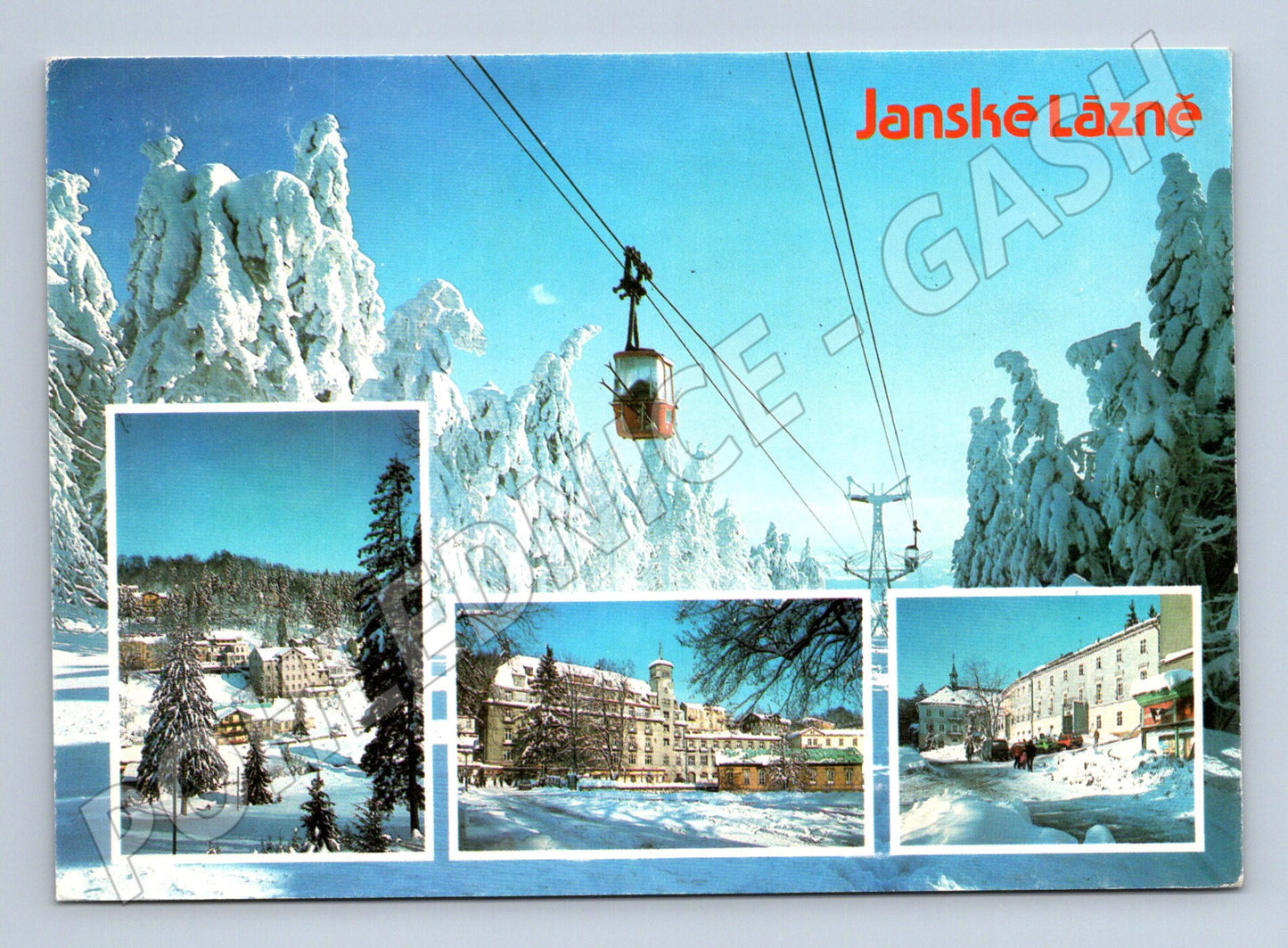 Postcard Janské Lázně winter cable car 1987 (M8230)