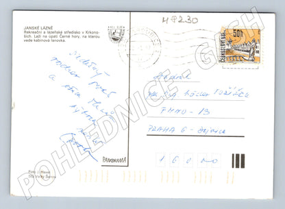 Postcard Janské Lázně winter cable car 1987 (M8230)
