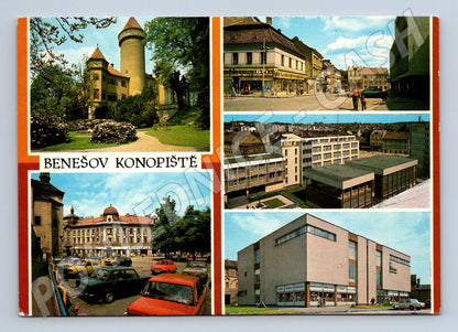 Postcard Benešov Konopiště multi-view stamp (M8231)