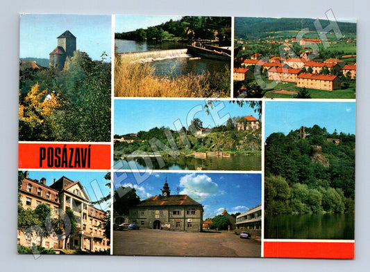 Pohlednice Posázaví vícepohled odeslaná známka ČSR (M8232)