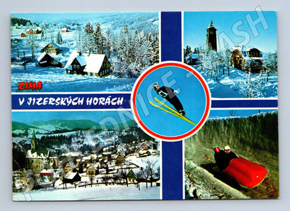 Postcard Jizera Mountains winter sports Tanvald Czechoslovakia (M8236)
