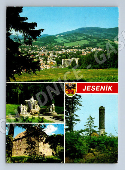 Pohlednice Jeseník koláž známka razítko 1979 (M8241)