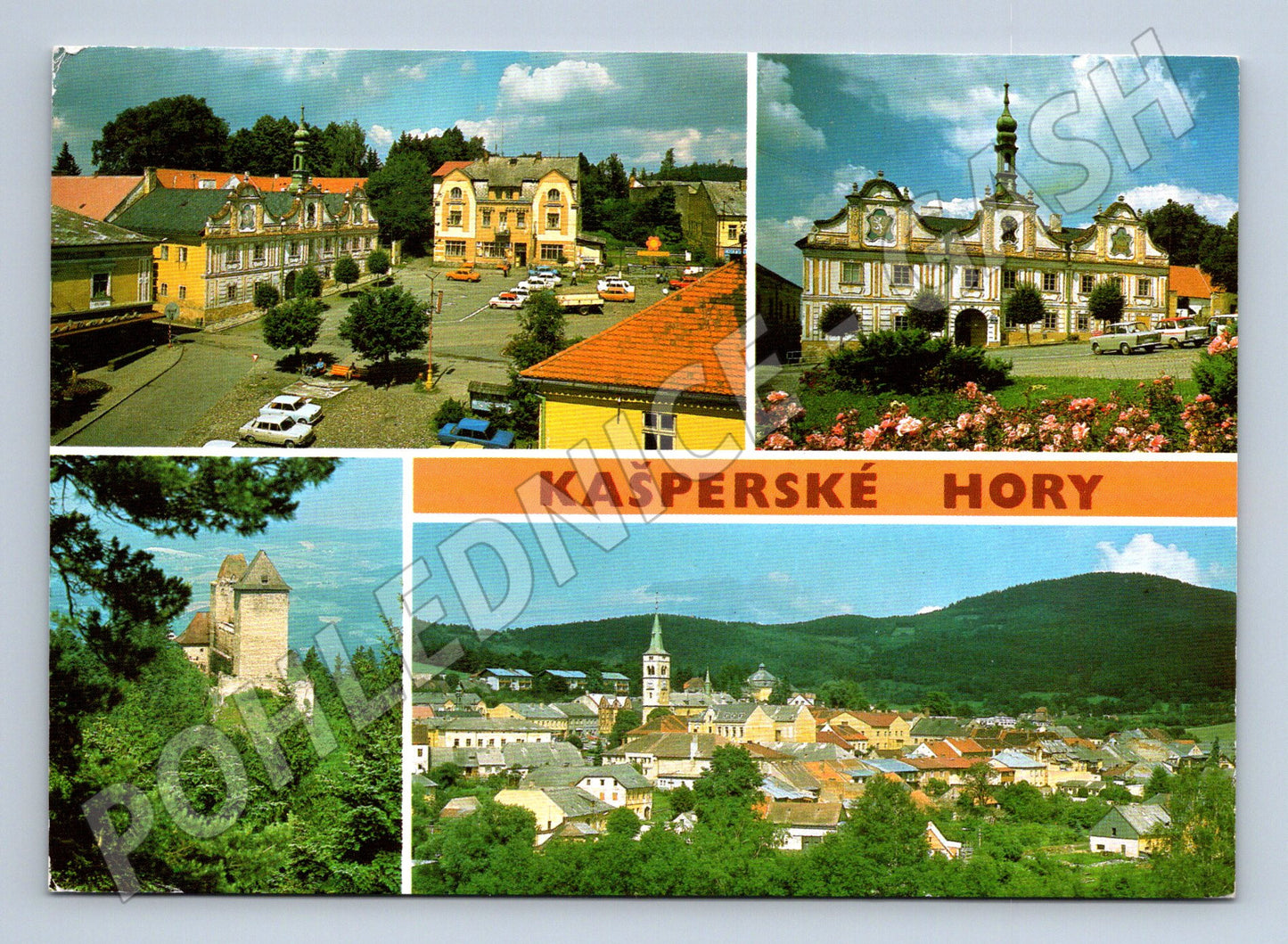 Pohlednice Kašperské Hory vícepohled razítko 1989 (M8245)