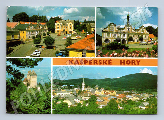 Pohlednice Kašperské Hory vícepohled razítko 1989 (M8245)