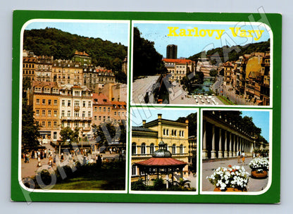 Pohlednice Karlovy Vary vícepohled malý formát prošlá (M8246)