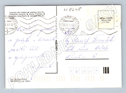 Pohlednice Františkovy Lázně koláž odeslaná 1991 (M8248)