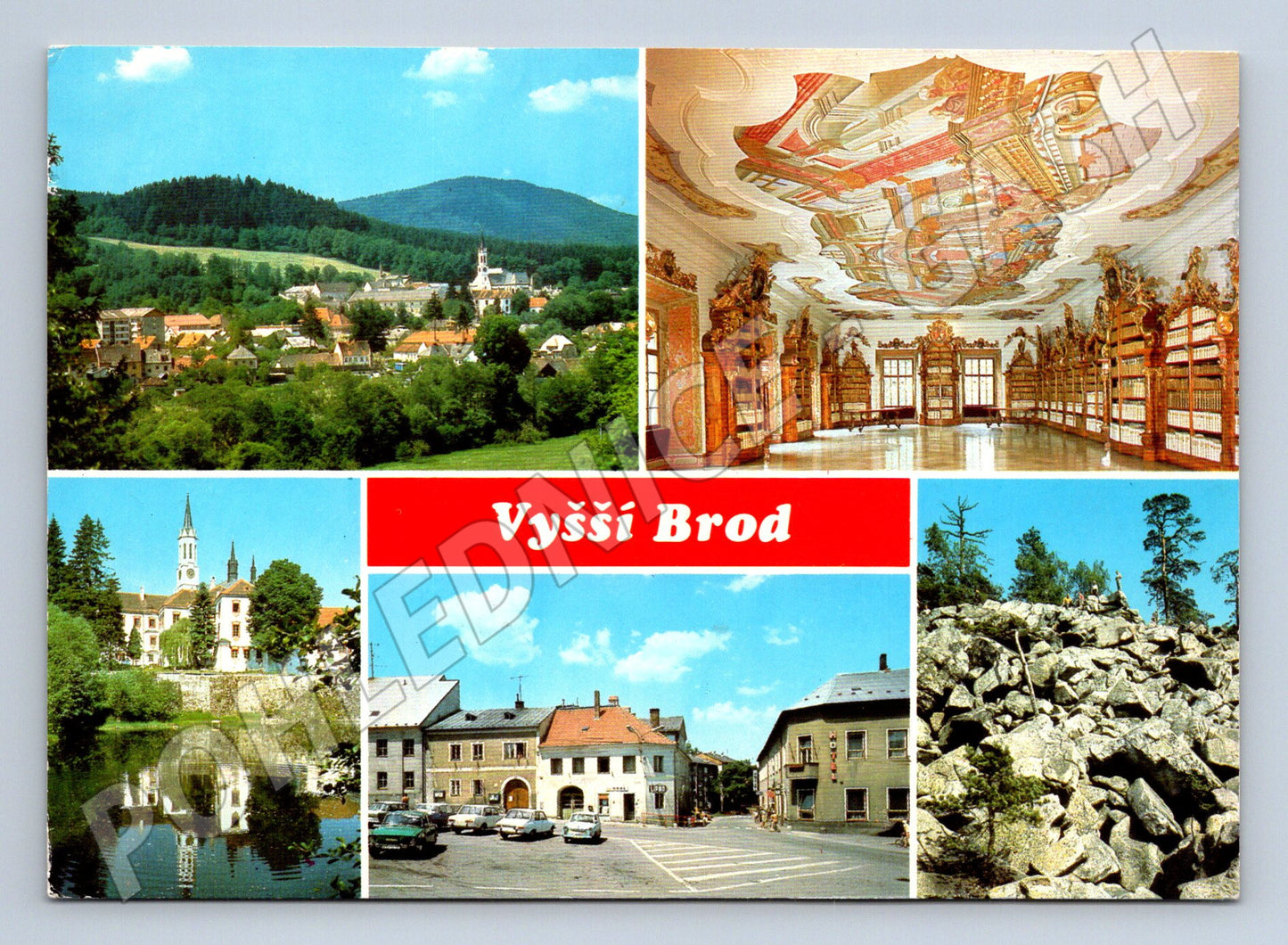 Pohlednice Vyšší Brod klášter knihovna příroda 1985 (M8253)